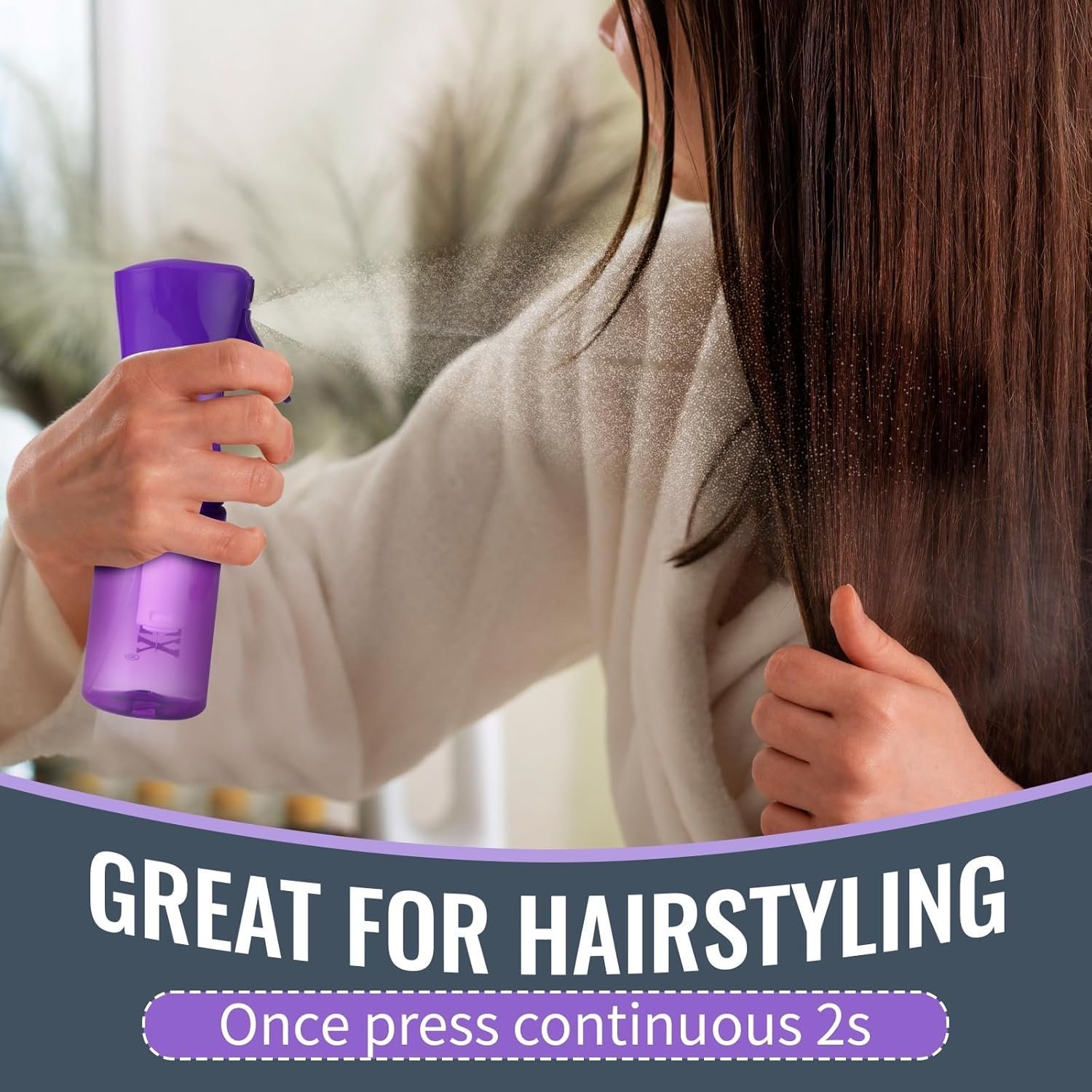 LORSEX Hair Brush with Hair Spray Bottle, Detangling Brush, Teasing Comb Edge Hair Brush (Purple) - Image 4