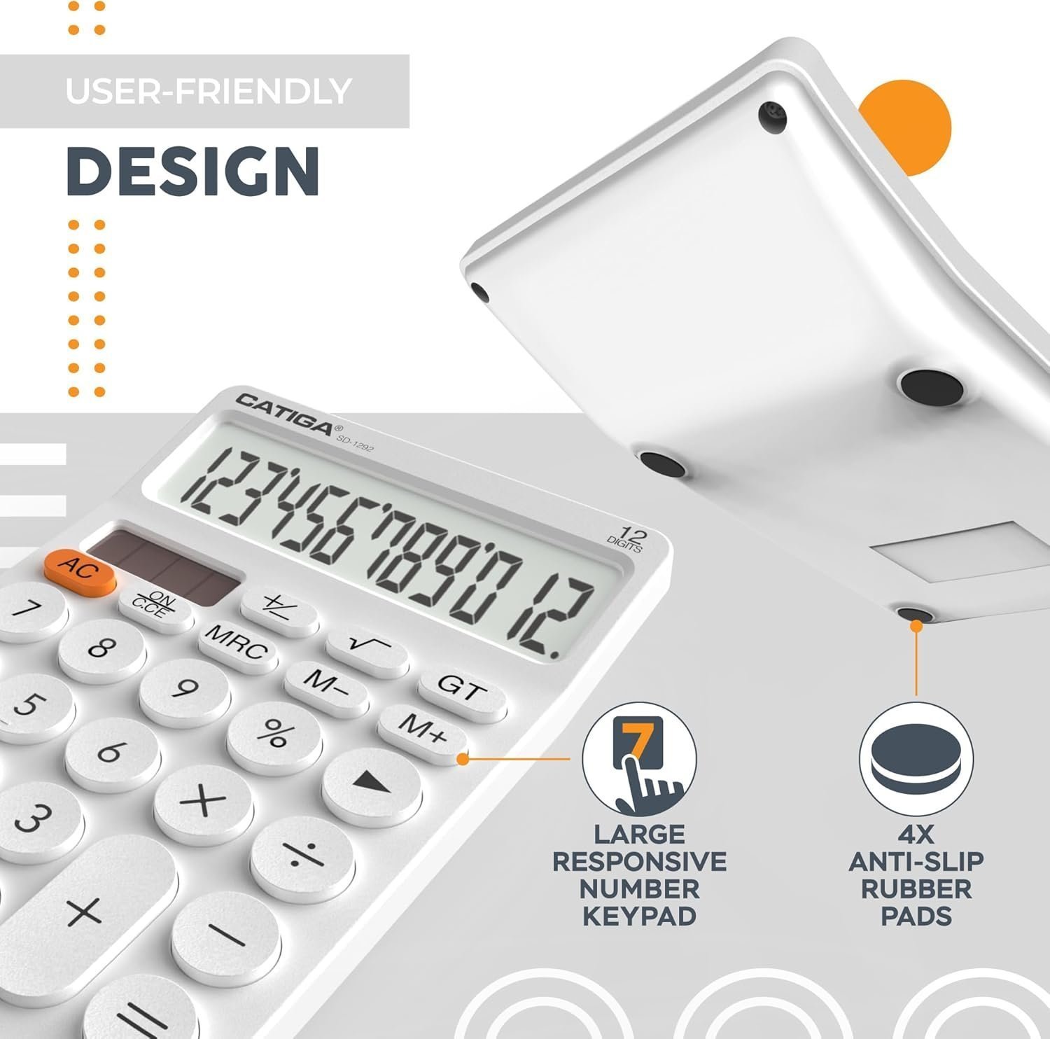 CATIGA 12 Digit Desktop Calculator with Large LCD Display, 4 Funtions Calculator - SD-1292 - Image 4