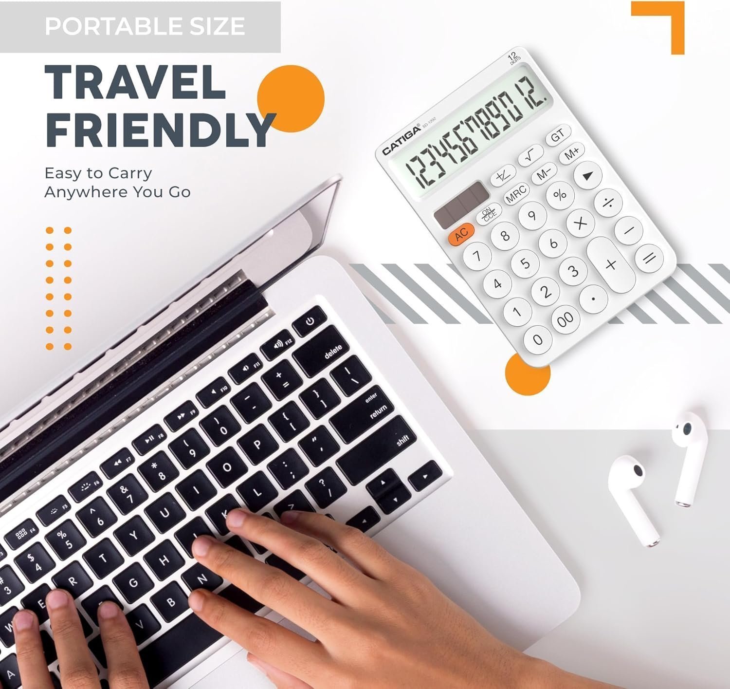 CATIGA 12 Digit Desktop Calculator with Large LCD Display, 4 Funtions Calculator - SD-1292 - Image 5